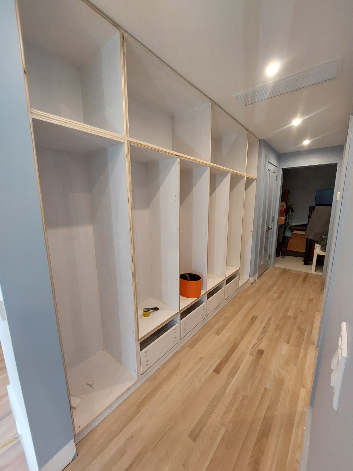 Custom cabinetry before doors were installed